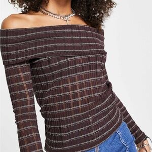 Free People Chocolate Off-Shoulder Sweater